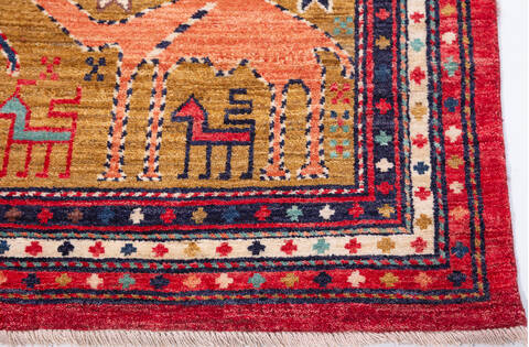 Chobi Yellow Hand Knotted 65 X 910  Area Rug 700-157820 Image 4