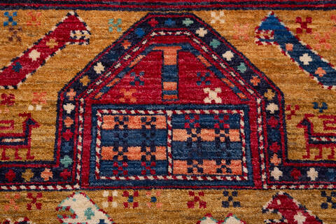 Chobi Yellow Hand Knotted 65 X 910  Area Rug 700-157820 Image 6