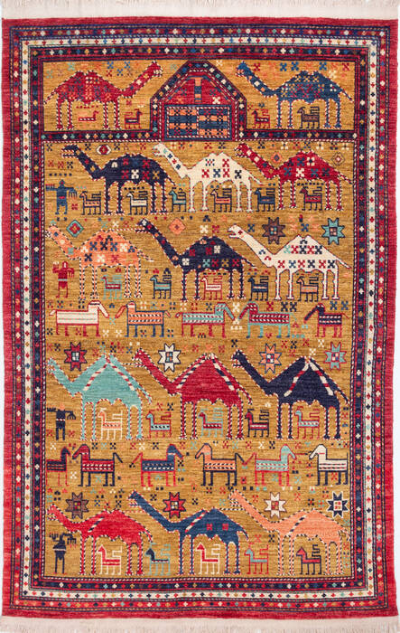 Chobi Yellow Hand Knotted 65 X 910  Area Rug 700-157820 Image 0