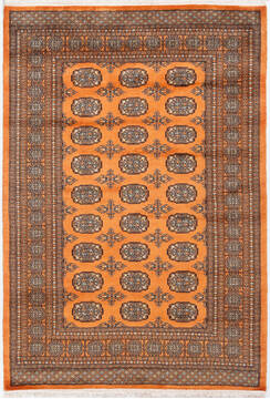 Pakistani Bokhara Orange Rectangle 5x7 ft Wool Carpet 157873