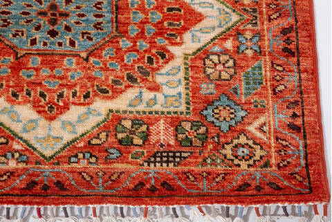 Chobi Orange Runner Hand Knotted 210 X 117  Area Rug 700-157879 Image 4