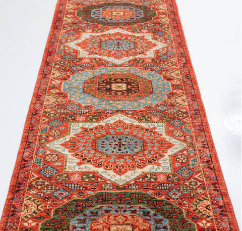 Chobi Orange Runner Hand Knotted 210 X 117  Area Rug 700-157879 Image 5