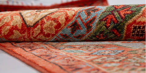 Chobi Orange Runner Hand Knotted 210 X 117  Area Rug 700-157879 Image 7