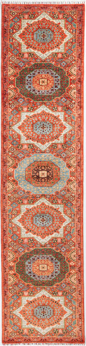 Chobi Orange Runner Hand Knotted 210 X 117  Area Rug 700-157879 Image 0