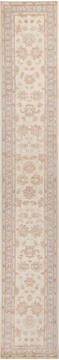 Afghan Chobi Beige Runner 16 to 20 ft Wool Carpet 157931