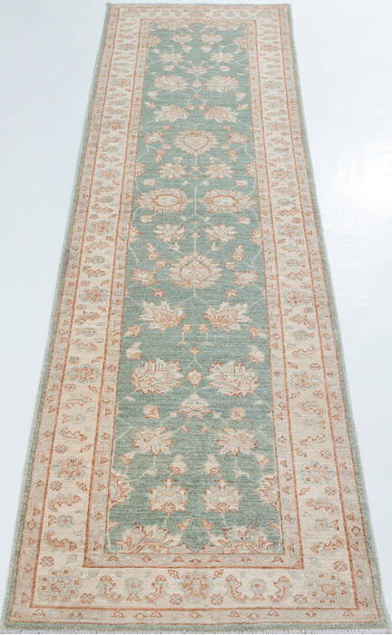 Chobi Green Runner Hand Knotted 27 X 98  Area Rug 700-157933 Image 1