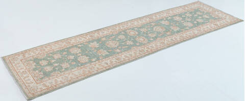 Chobi Green Runner Hand Knotted 27 X 98  Area Rug 700-157933 Image 2