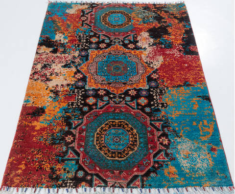 Chobi Multicolor Hand Knotted 35 X 51  Area Rug 700-157941 Image 1