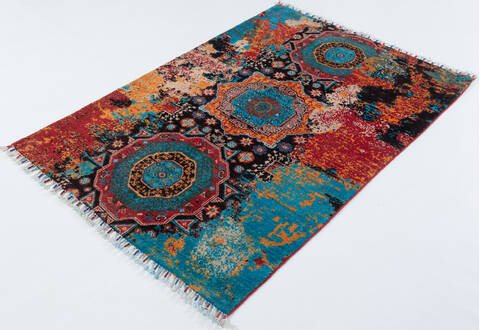 Chobi Multicolor Hand Knotted 35 X 51  Area Rug 700-157941 Image 2