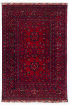 Afghan Khan Mohammadi Red Rectangle 3x5 ft Wool Carpet 157962