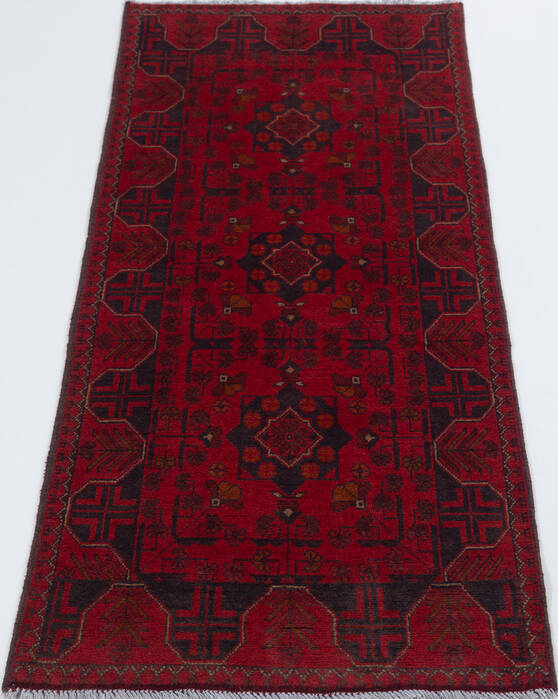 Khan Mohammadi Red Runner Hand Knotted 26 X 62  Area Rug 700-157972 Image 1