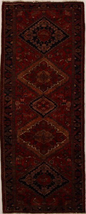 Heriz Red Runner Hand Knotted 410 X 121  Area Rug 250-16000 Image 0