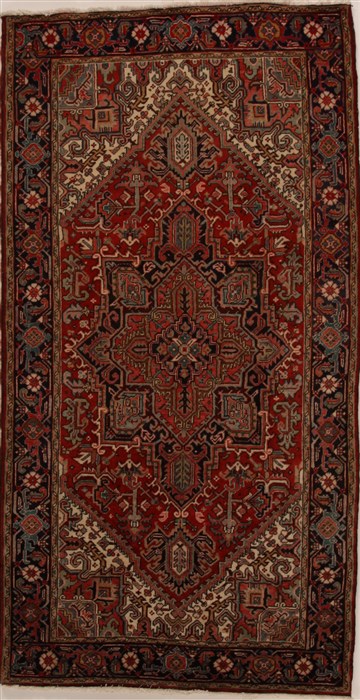 Heriz Red Runner Hand Knotted 50 X 98  Area Rug 250-16001 Image 0