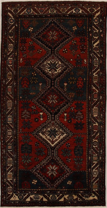 Hamedan Multicolor Runner Hand Knotted 53 X 102  Area Rug 250-16004 Image 0