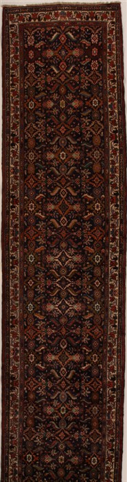Hamedan Blue Runner Hand Knotted 38 X 163  Area Rug 250-16008 Image 0