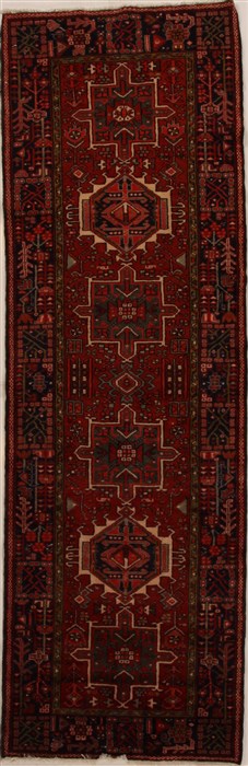 Karajeh Red Runner Hand Knotted 33 X 104  Area Rug 250-16009 Image 0