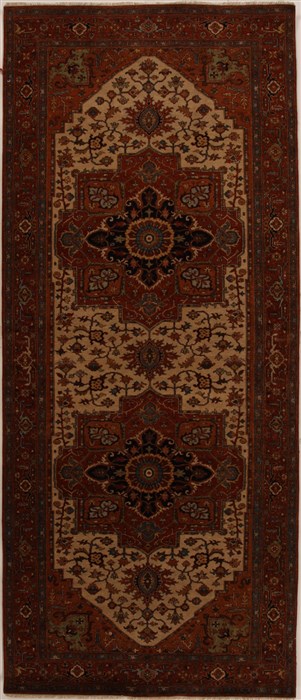 Serapi Beige Runner Hand Knotted 411 X 119  Area Rug 250-16011 Image 0