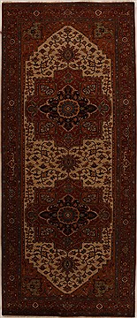Indian Serapi Beige Runner 10 to 12 ft Wool Carpet 16011