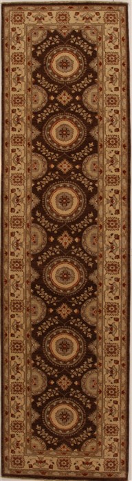 Pishavar Brown Runner Hand Knotted 34 X 1111  Area Rug 250-16013 Image 0