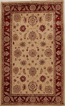 Pakistani Pishavar Beige Rectangle 5x8 ft Wool Carpet 16014