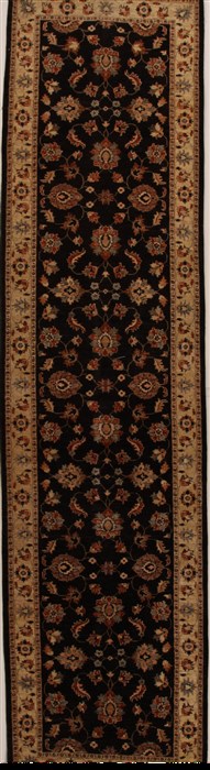 Pishavar Black Runner Hand Knotted 310 X 150  Area Rug 250-16018 Image 0