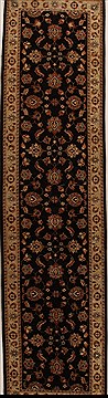 Pakistani Pishavar Black Runner 13 to 15 ft Wool Carpet 16018
