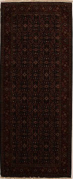 Indian Herati Black Runner 10 to 12 ft Wool Carpet 16019
