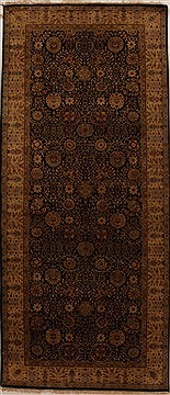 Indian Ziegler Black Runner 10 to 12 ft Wool Carpet 16022