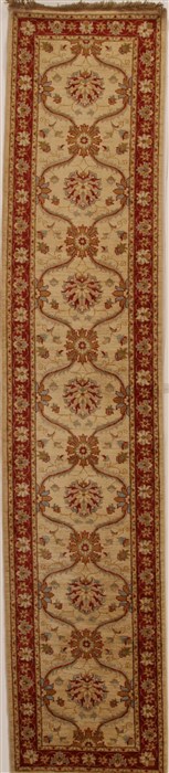 Pishavar Beige Runner Hand Knotted 210 X 140  Area Rug 250-16025 Image 0