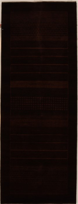 Gabbeh Brown Runner Hand Knotted 30 X 80  Area Rug 250-16026 Image 0
