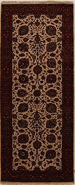 Tabriz Beige Runner Hand Knotted 4'0" X 10'0"  Area Rug 250-16033