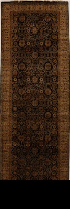 Indo-Persian Black Runner Hand Knotted 51 X 150  Area Rug 250-16039 Image 0