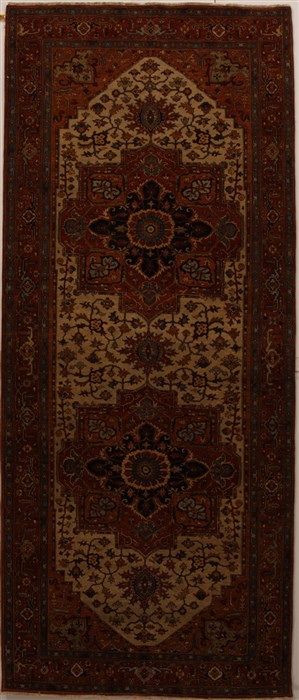 Serapi Beige Runner Hand Knotted 411 X 119  Area Rug 250-16041 Image 0