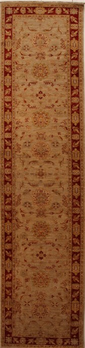 Pishavar Beige Runner Hand Knotted 30 X 126  Area Rug 250-16045 Image 0