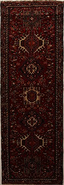 Karajeh Red Runner Hand Knotted 3'8" X 11'1"  Area Rug 250-16054