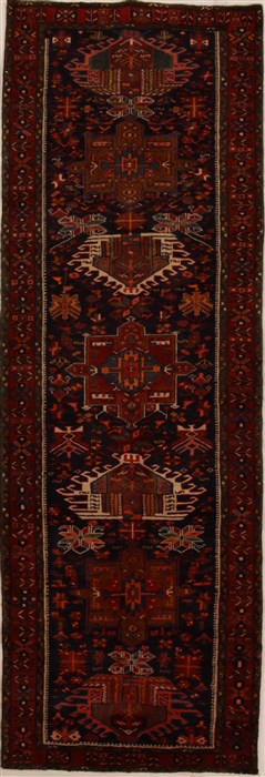 Hamedan Blue Runner Hand Knotted 35 X 106  Area Rug 250-16061 Image 0