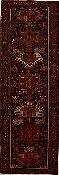 Hamedan Blue Runner Hand Knotted 3'5" X 10'6"  Area Rug 250-16061