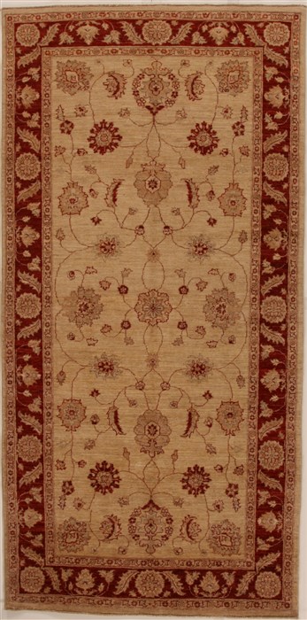 Pishavar Beige Runner Hand Knotted 410 X 99  Area Rug 250-16062 Image 0