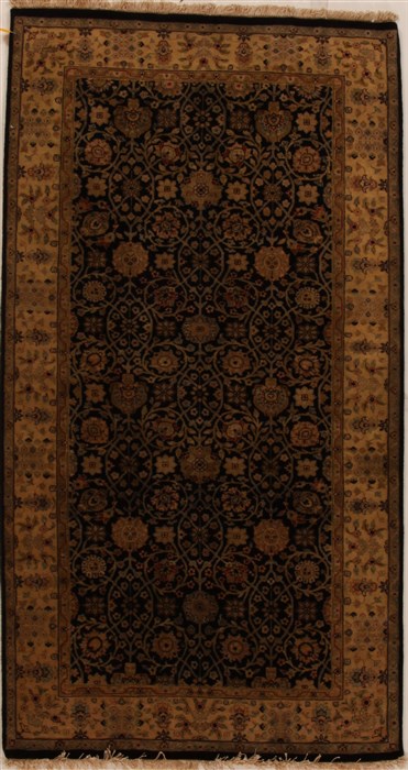 Indo-Persian Black Hand Knotted 41 X 78  Area Rug 250-16067 Image 0