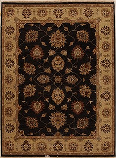 Indian Ziegler Black Rectangle 5x7 ft Wool Carpet 16071