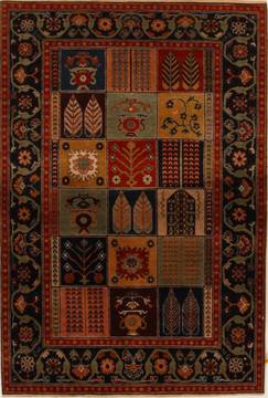 Indian Bakhtiar Multicolor Rectangle 4x6 ft Wool Carpet 16081