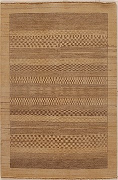 Indian Gabbeh Beige Rectangle 4x6 ft Wool Carpet 16089