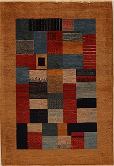 Persian Gabbeh Multicolor Rectangle 3x5 ft Wool Carpet 16098