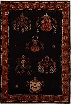 Indian Gabbeh Blue Rectangle 4x6 ft Wool Carpet 16105