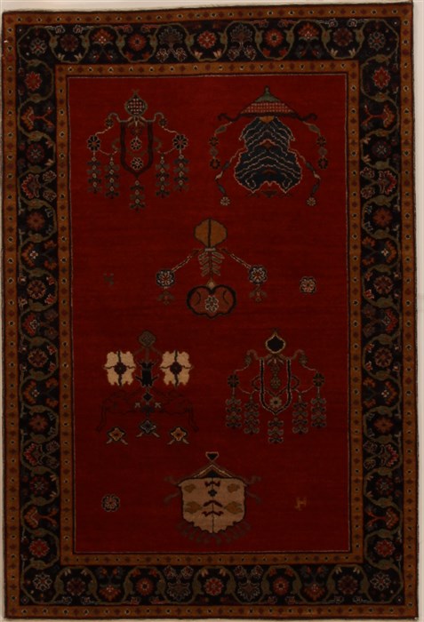 Gabbeh Red Hand Knotted 40 X 60 Area Rug 250-16106 Image 0