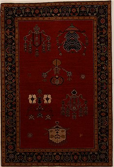 Indian Gabbeh Red Rectangle 4x6 ft Wool Carpet 16106