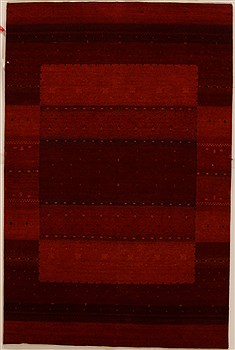 Indian Gabbeh Red Rectangle 4x6 ft Wool Carpet 16140