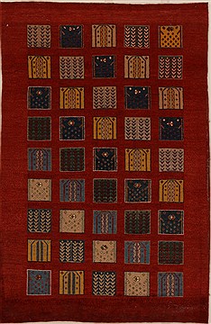 Persian Gabbeh Red Rectangle 4x6 ft Wool Carpet 16154