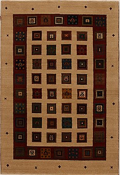 Gabbeh Beige Hand Knotted 4'0" X 5'11"  Area Rug 250-16163