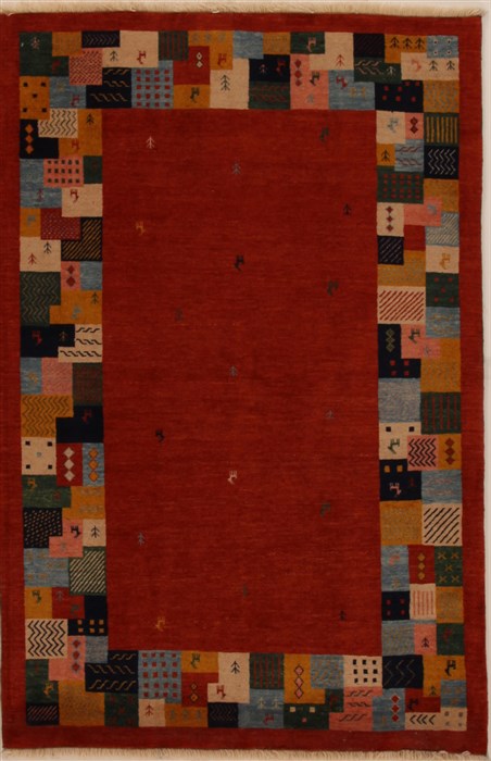 Gabbeh Red Hand Knotted 41 X 63 Area Rug 250-16165 Image 0
